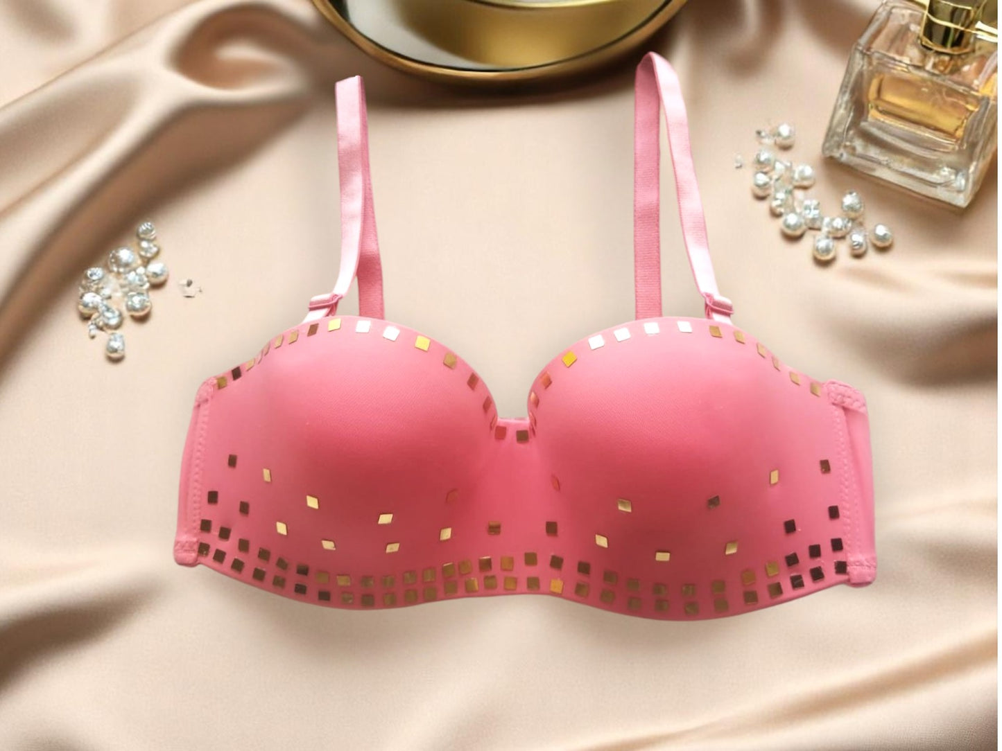Red Push-Up Bra with Gold Details – Sexy Lingerie