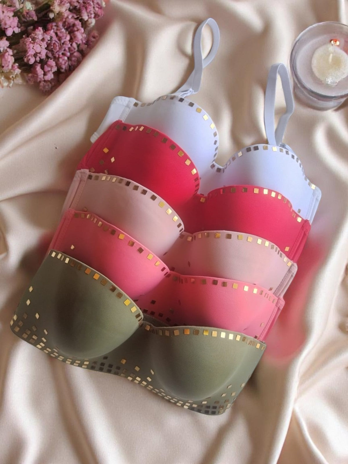 Red Push-Up Bra with Gold Details – Sexy Lingerie